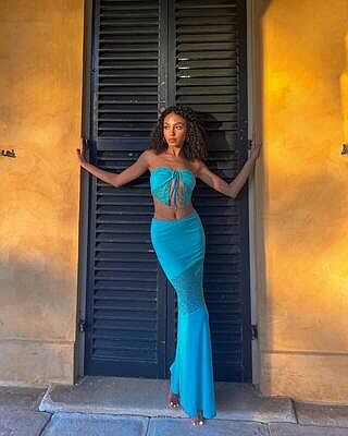 Florida Lace Insert Cut-Out Maxi Dress Blue | Selfie Leslie