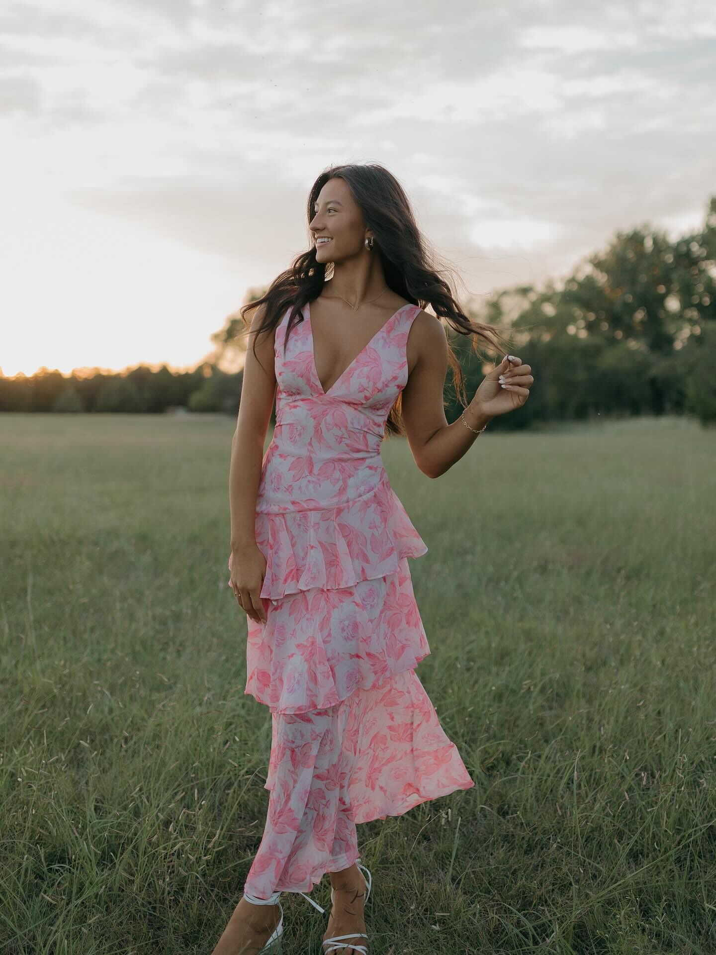 Veda Strappy Back Maxi Dress Floral Pink | Selfie Leslie
