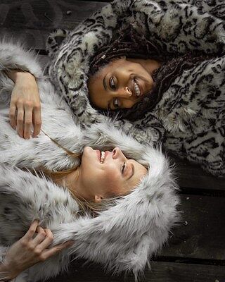 White Snow Leopard Faux Fur Women's Hooded Coat | SpiritHoods