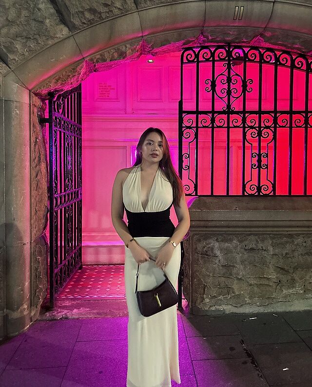 Milos Contrast Halter Maxi Dress Cream