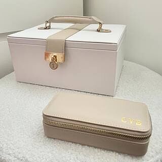 Taupe Medium Zipped Jewellery Box