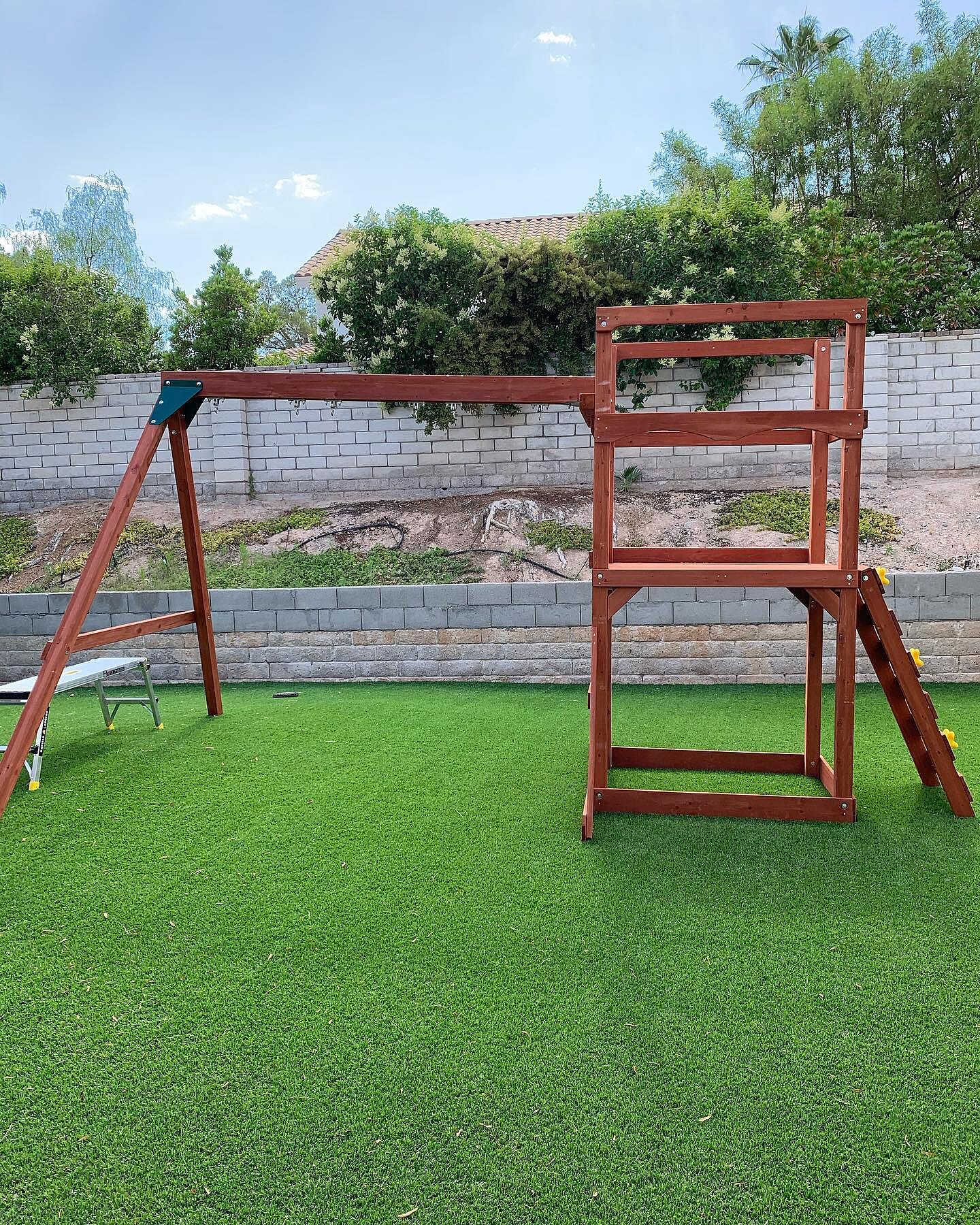 ZENSTYLE Double Metal Swing Set w/2 Saucer Seats, Seesaw