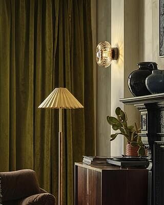 Wycombe Umbrella Pleated Floor Lamp - Brass