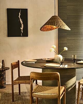 Raffia Ceiling Pendant Light - Hat