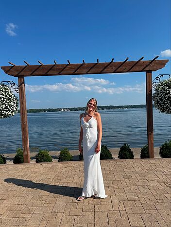 Prosecco White Rosette Frill Maxi Dress