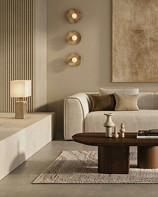 Travertine & Alabaster Stone Diffuser Wall Light - 10 inch - Natural