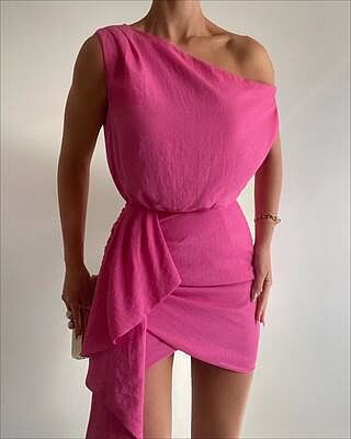 nicoletta mini dress light pink Nicoletta Short Sleeve Mini Dress in Gold