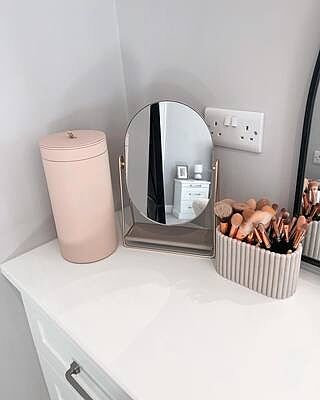Taupe & Gold Dressing Table Mirror & Jewellery Stand