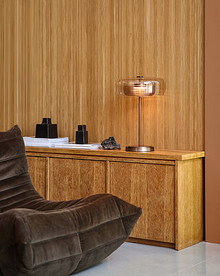 Selby Layered Glass Round Table Lamp - Mocha - Bronze