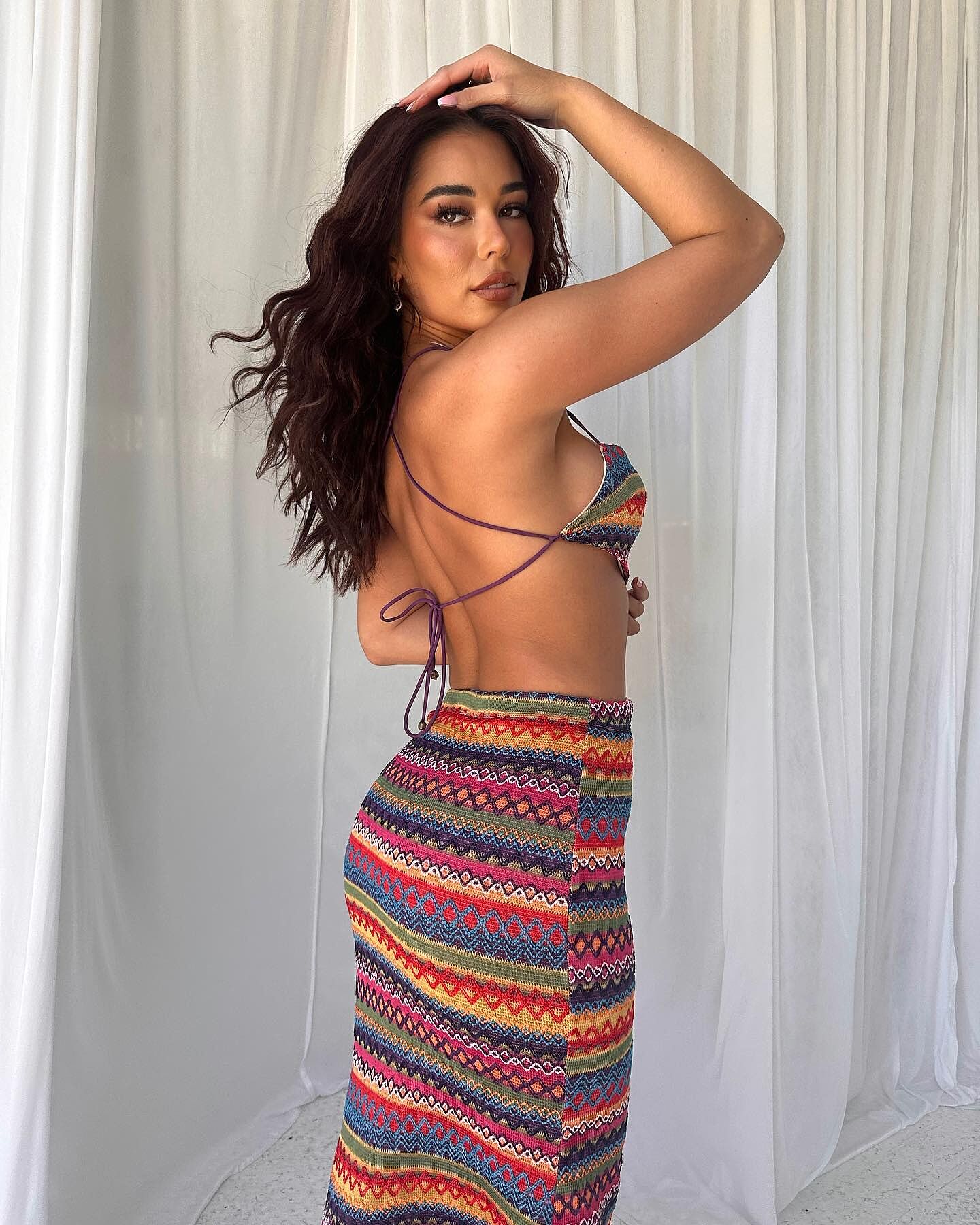 ★andar★ Pigment Cotton Sleeveless Shop the Tulum Tied Back Crop Top Pink Multi