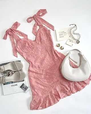 strapless open back dress Love Talk Flared Bow Mini Dress Pink– Selfie Leslie Australia main image 0