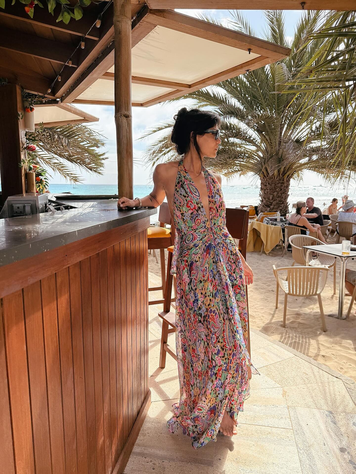 Alaina Chiffon Dress in Multi Cara Floral Leopard Brown | RIXO USA