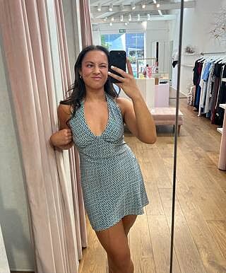 JEAN SILK MINI DRESS GEOMETRIC PRINT