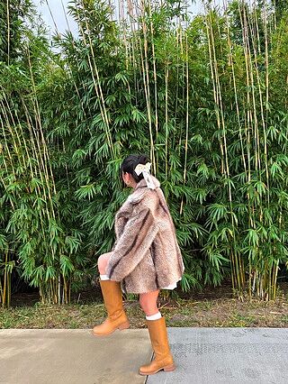Soraya Notch Lapel Faux Fur Coat Brown | Selfie Leslie