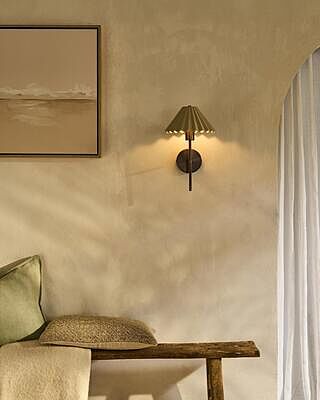 Wycombe Umbrella Pleated Wall Light - Brass