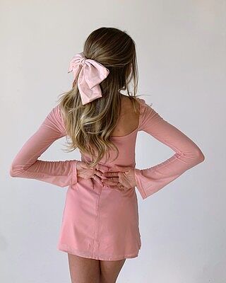 Dyer Sheer Sleeve Mini Dress Pink | Princess Polly
