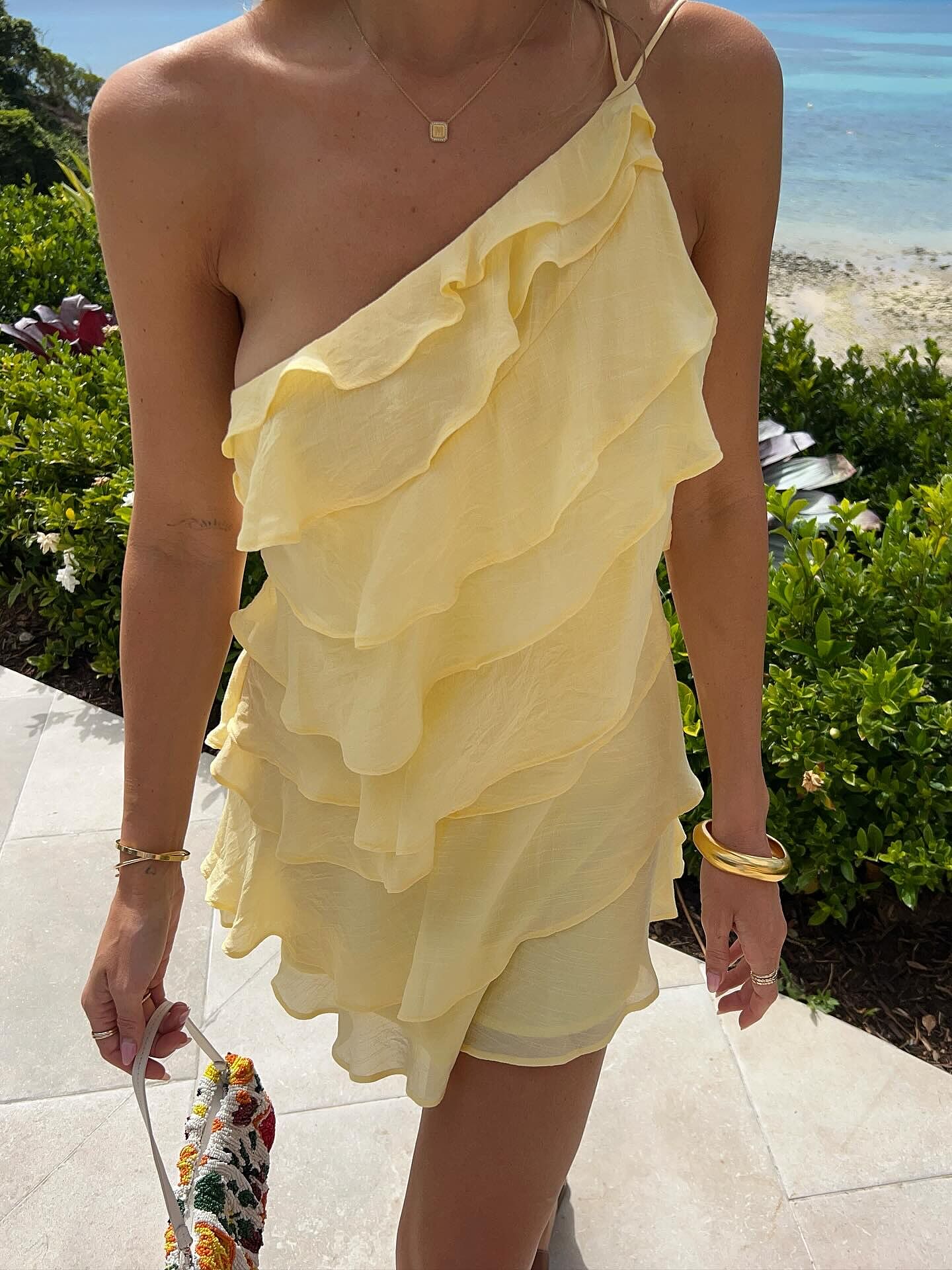 cowl neck cut out mini dress Tasarna Cowl Neck Mini Dress in Sequin Crochet Cream