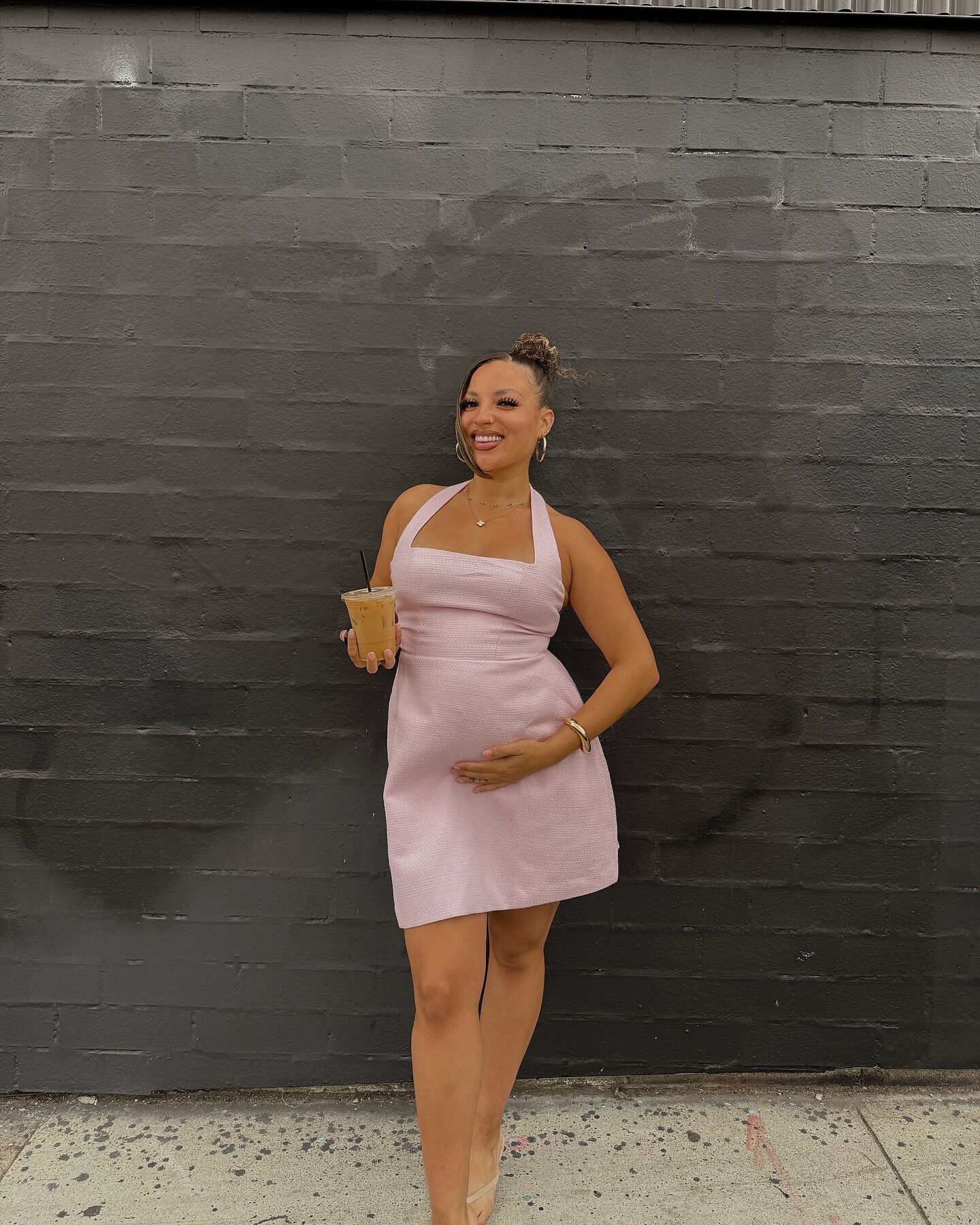 Hendrix Halterneck A-Line Mini Dress Pink | Selfie Leslie