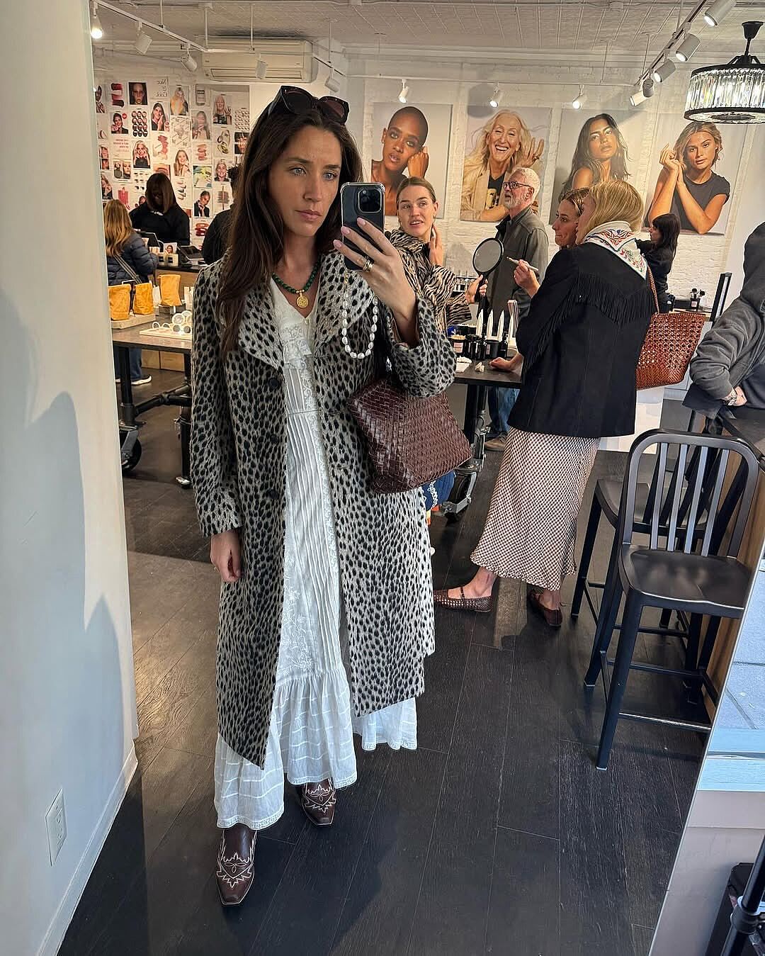 Rosemary Coat in Brown Antelope Spot Jacquard Black | RIXO USA ⋆