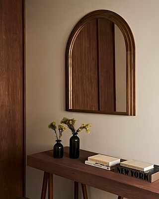 Walcott Arch Wood Wall Mirror - 39 Inch - Natural