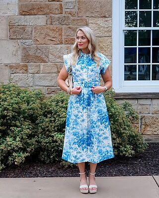 Misty Blue Toile Chloe Dress | Tuckernuck