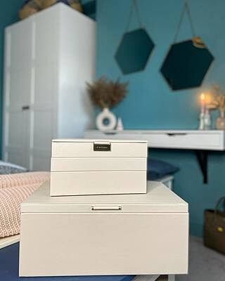 Oatmeal & Brushed Gold Medium Storage Box
