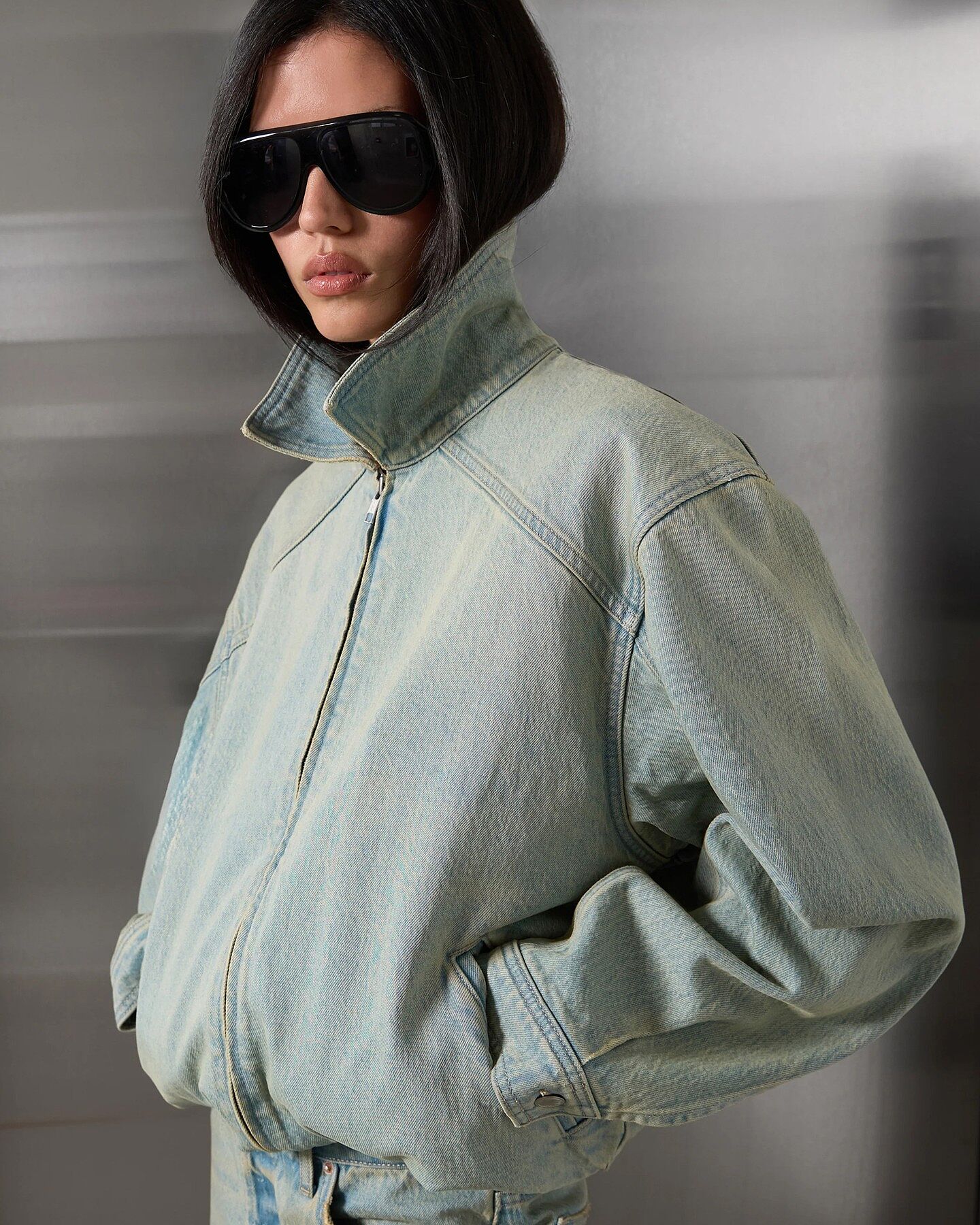 Denim Bomber with Corduroy Collar | OAK + FORT