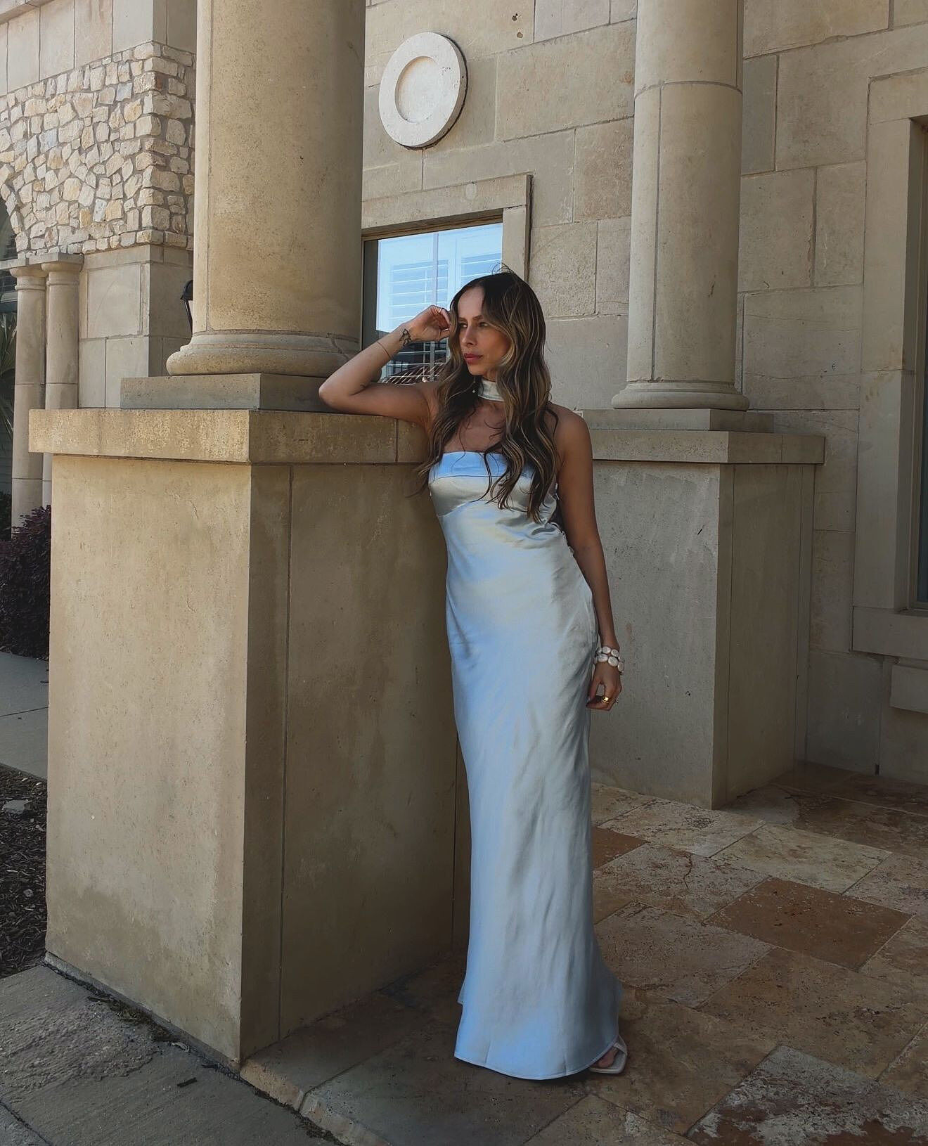 Damsel Reverse Halter Maxi Dress Baby Blue | Selfie Leslie