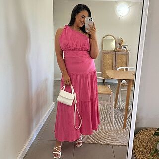 Celestia Midi Dress - Tiered One Shoulder Dress in Green | Showpo USA