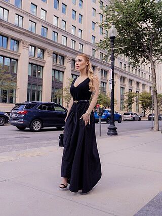 Cammi Dress | Black European Ponte V-Neck Midi Dress