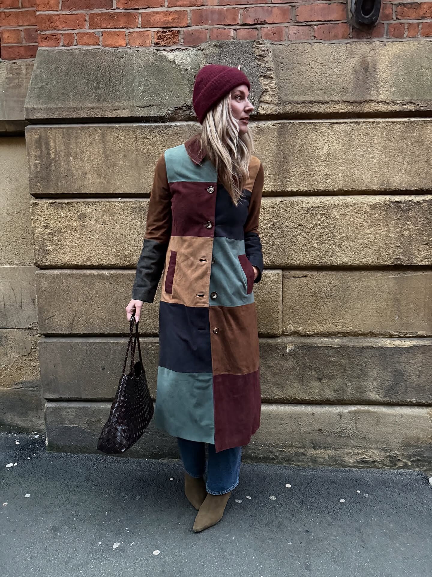 Milly Suede Coat in Brown Patchwork Tan | RIXO USA ⋆