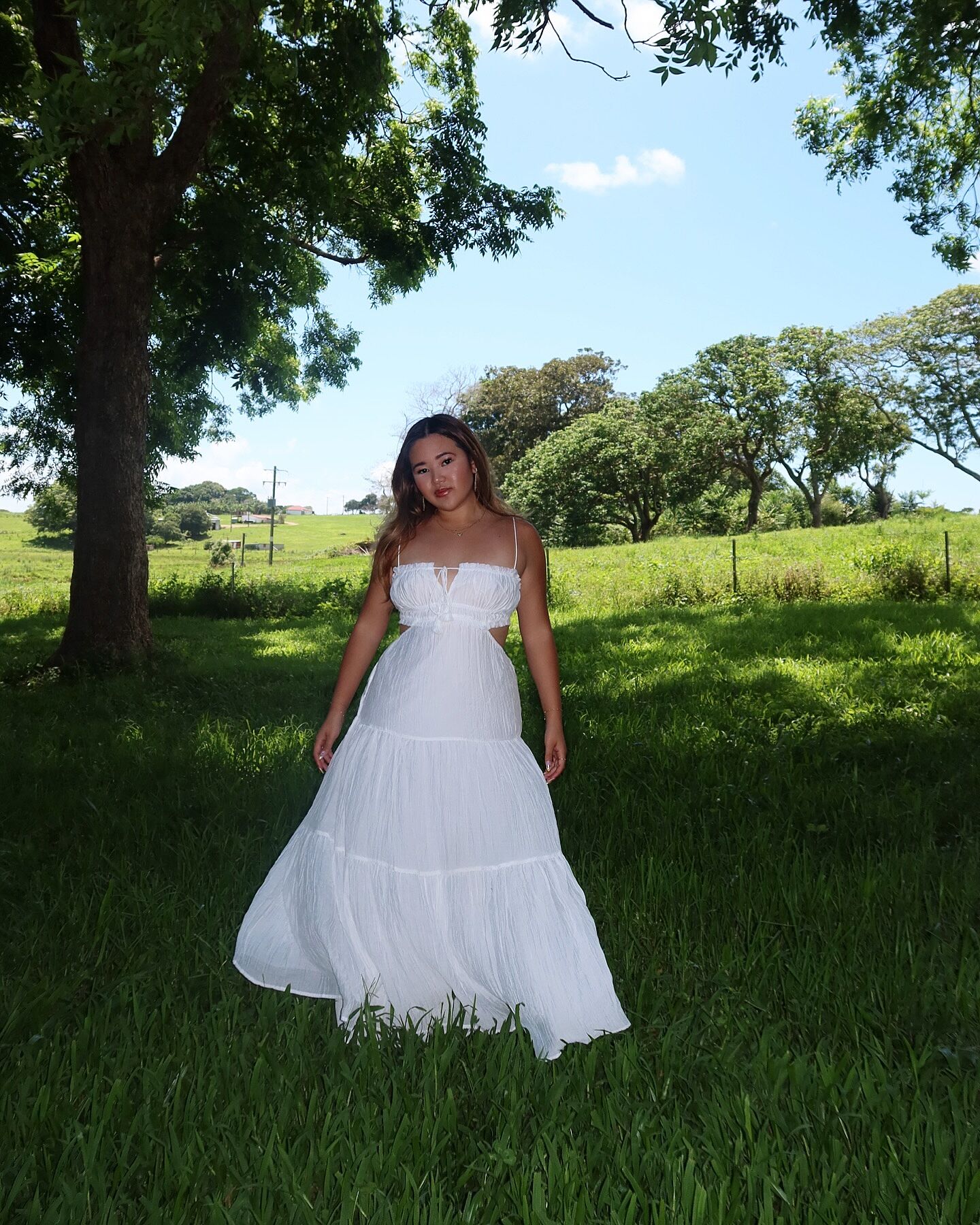 Shop the Eyona Cut-Out Waist Tie Maxi Dress White