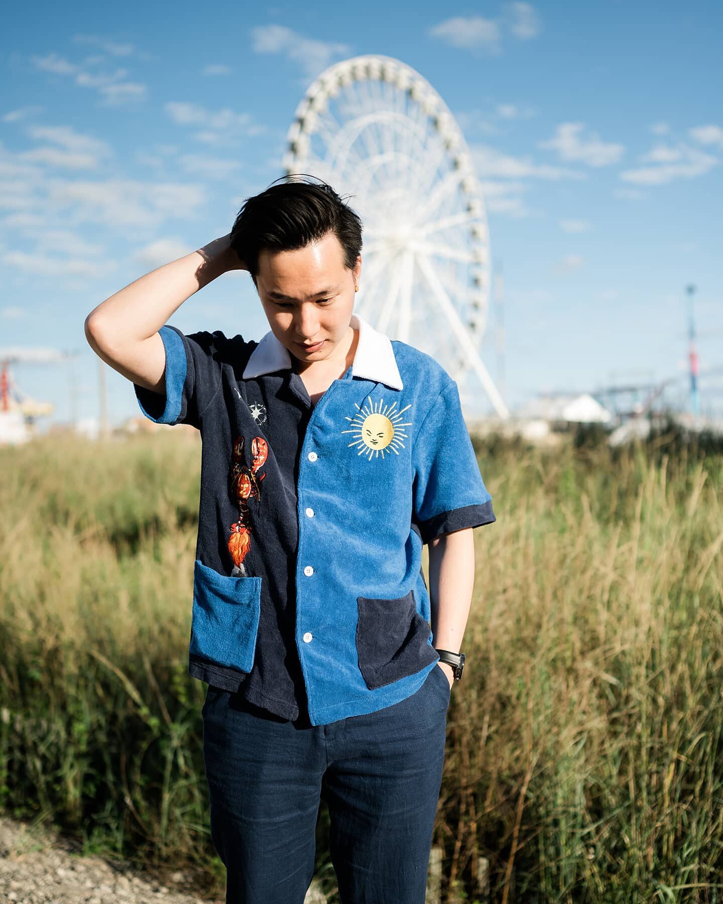 Rocket Lobster' Cabana Shirt (Organic Cotton Terry Cloth Rocket Lobster' Cabana Shirt (Organic Cotton Terry Cloth