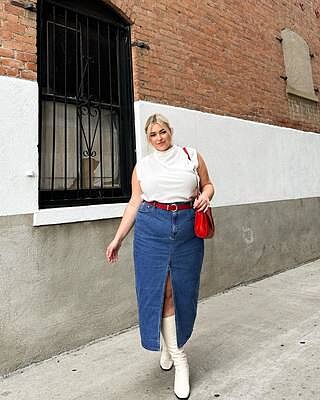 【WONDER WONDER】Horton Spring Midi Half Part5 Blue Denim SK Lightweight Denim Fly Front Midi Skirt | Chico's