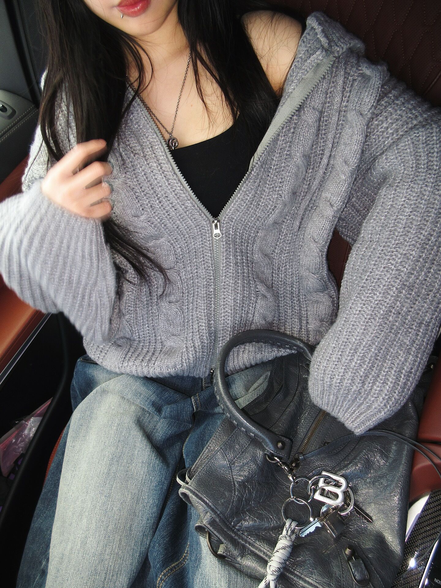 Oversized Cable Knit Zip-Up Hooded Sweater CG421 - Acubi style