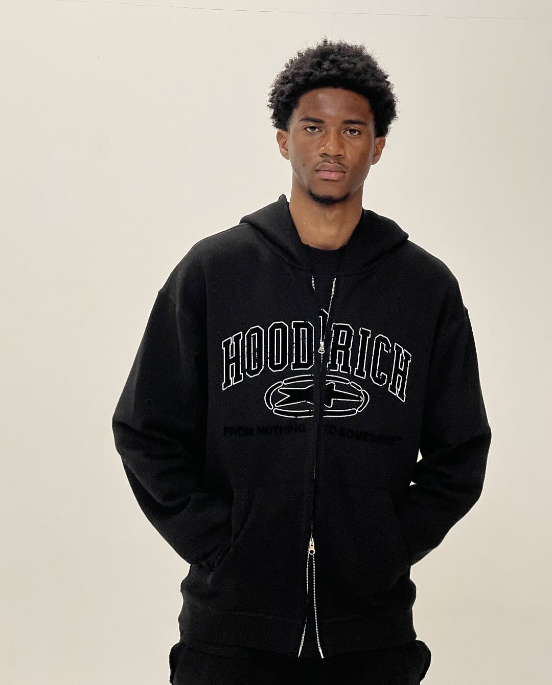 Selene Fitted Zip Hoodie - Black/White