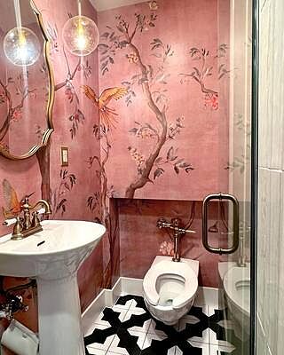 Watercolor Chinoiserie Fruit Trees Wallpaper Mural