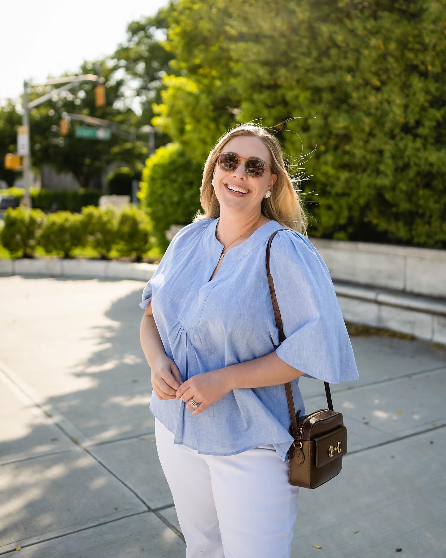 Chambray Finley Flutter Sleeve Top | Pomander Place
