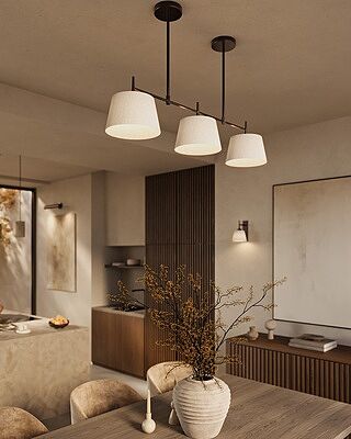 Henley Triple Bar Pendant Light - Natural Cotton Shades