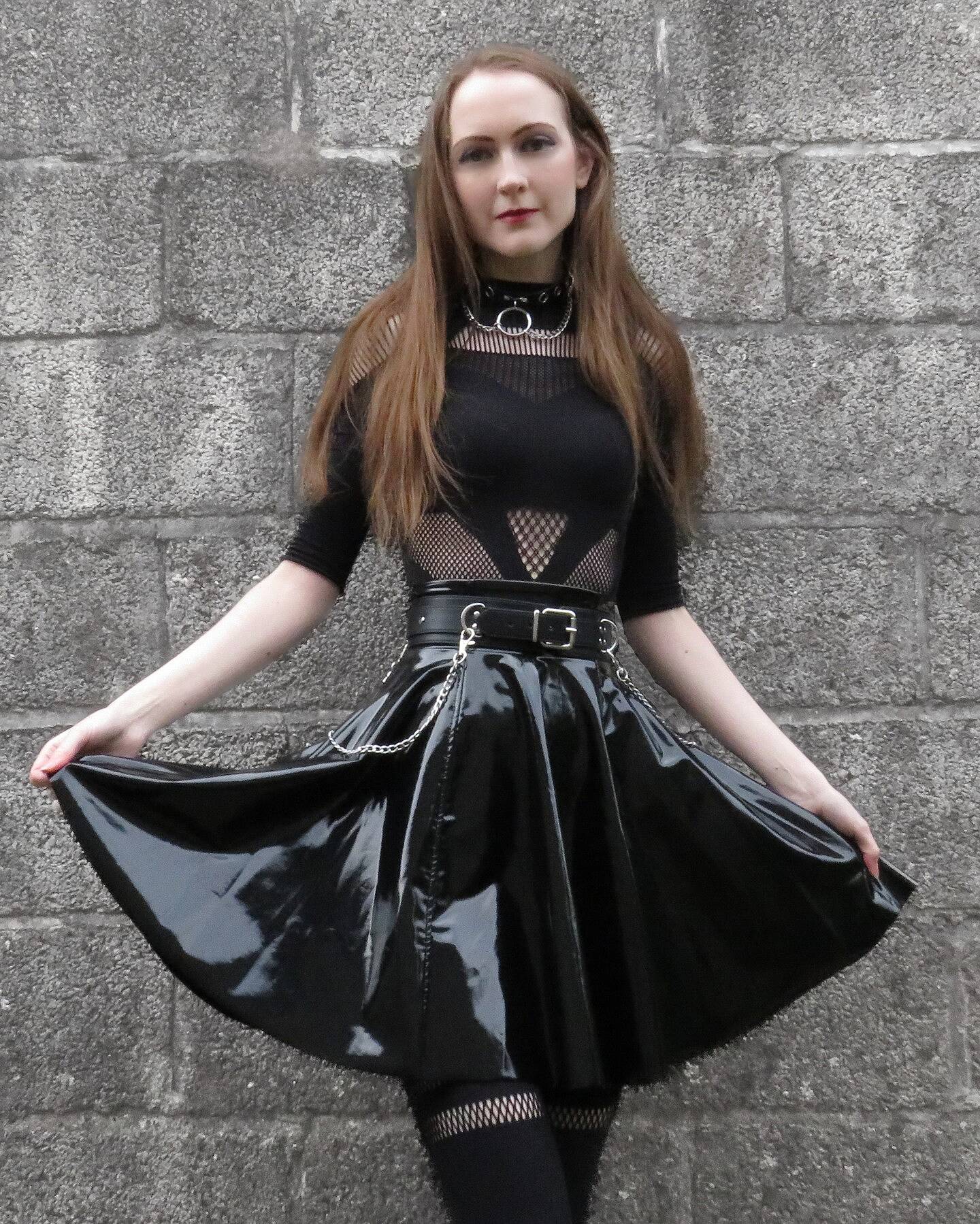 PVC Ultra High Waisted Skater Skirt BlackMilk Clothing