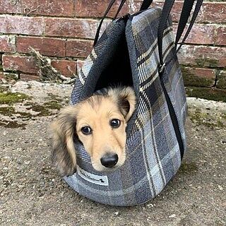 The Belgravia Adjustable Black Plaid Tweed Luxury Dog Carrier