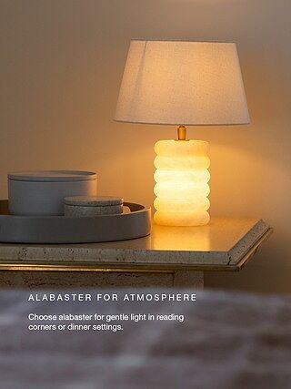 Alabaster Stone Dual Lit Table Lamp