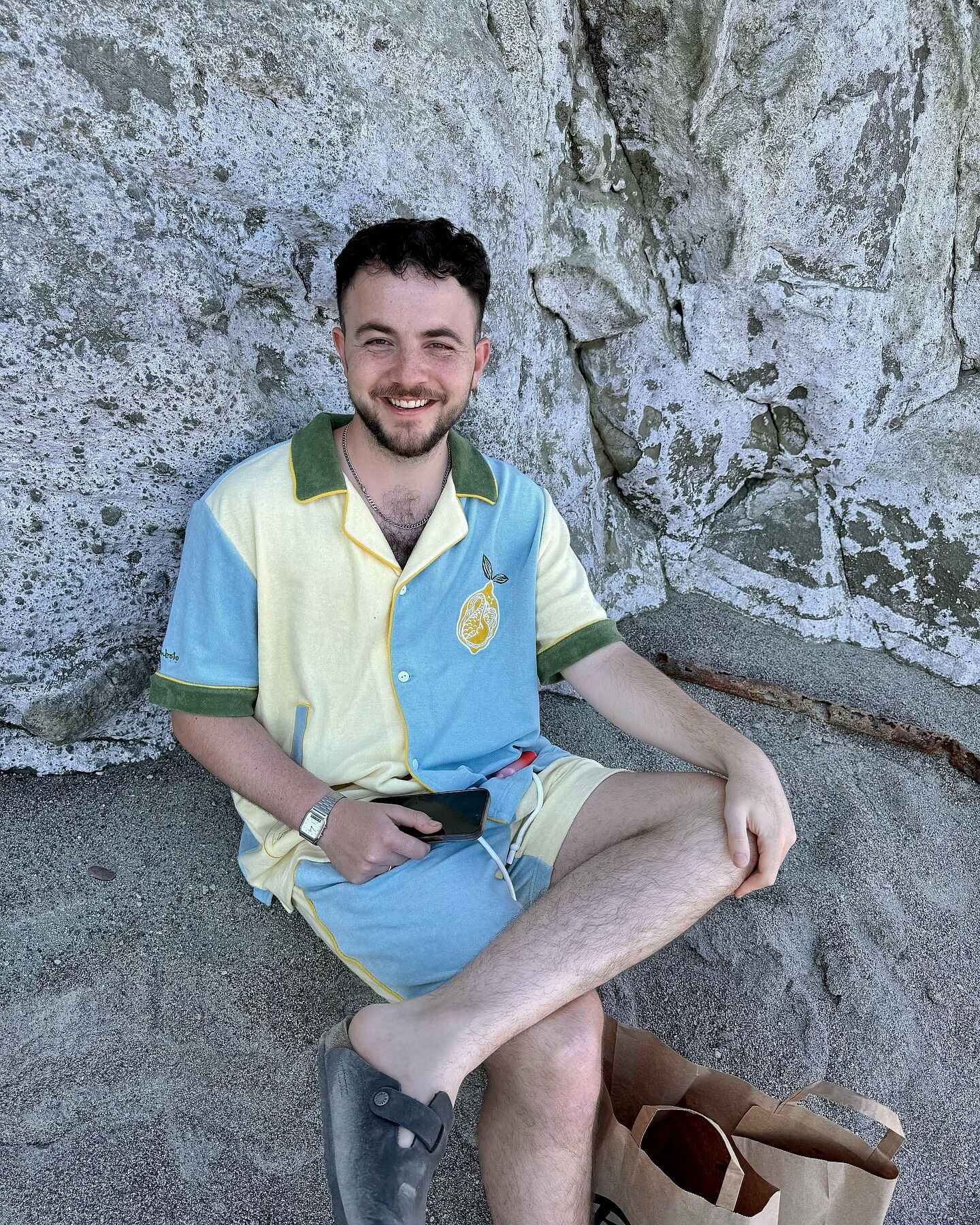 Paperbag Bermuda Shorts In Striped Seersucker Cotton Blend