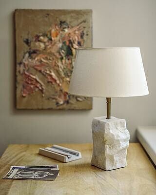 Marble Small Ridge Table Lamp - White