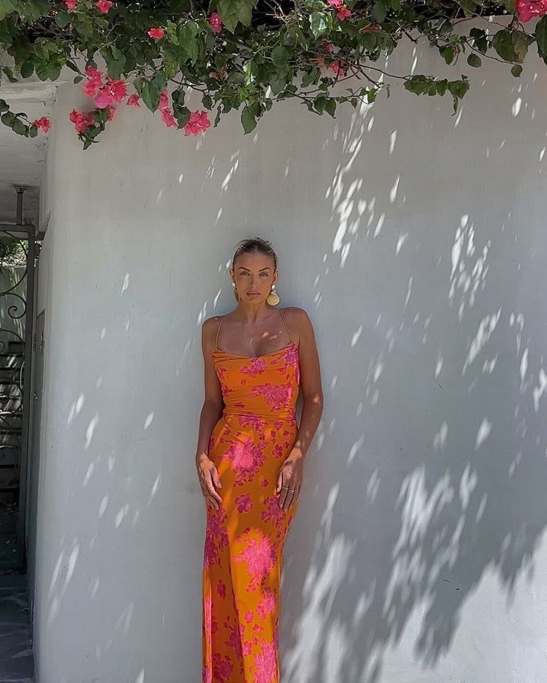 Shop the Teava Laced Waist Maxi Dress Floral Orange