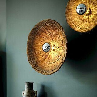 Moonj Natural Grass Round Wall Light - Brown