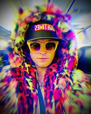 Men's Faux Fur Coat with Hood | Neon Disco Cat - SpiritHoods