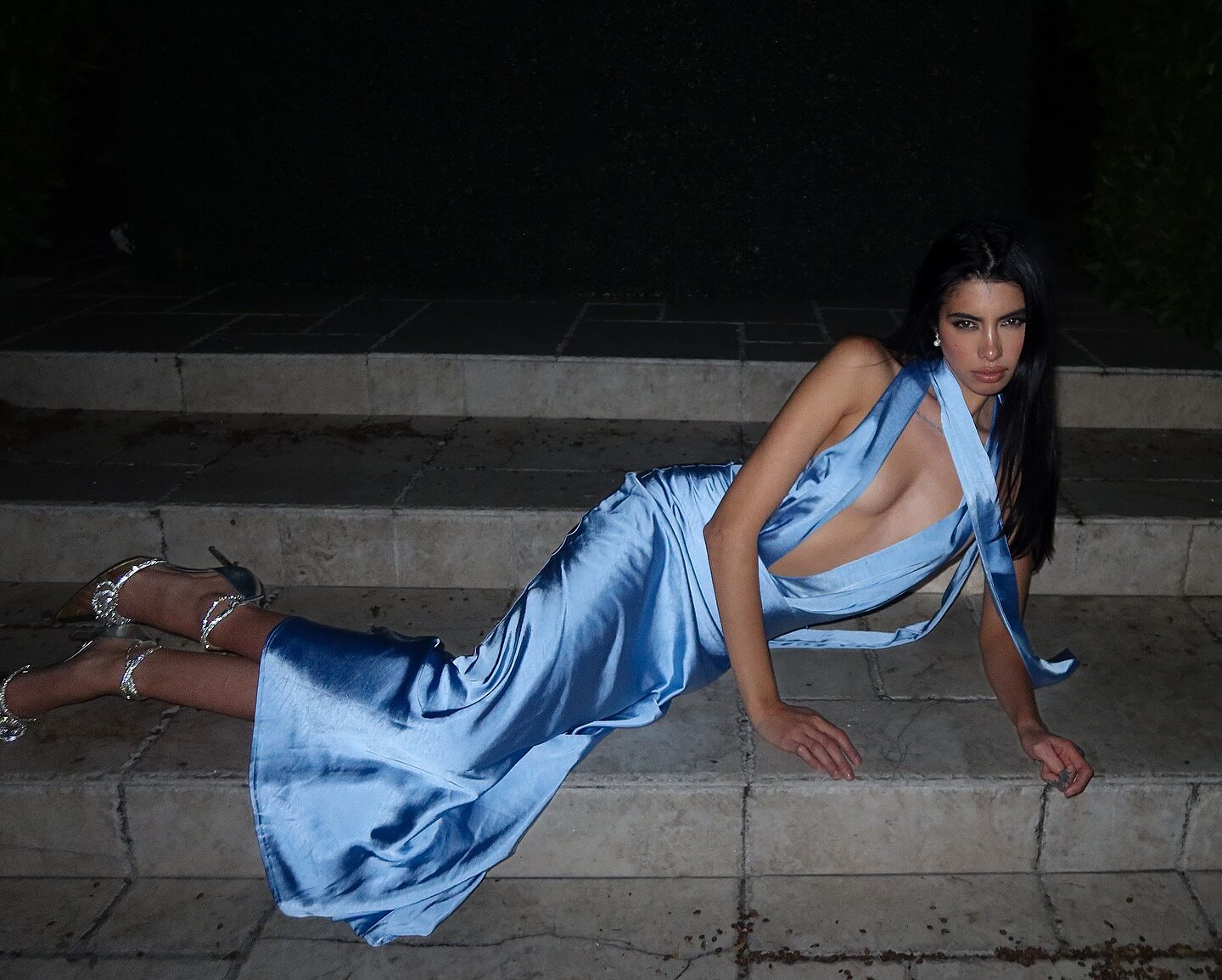 italia azure halterneck maxi dress blue Italia Azure Crossover Halterneck Maxi Dress Ice Blue