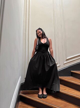 Cammi Dress | Black European Ponte V-Neck Midi Dress