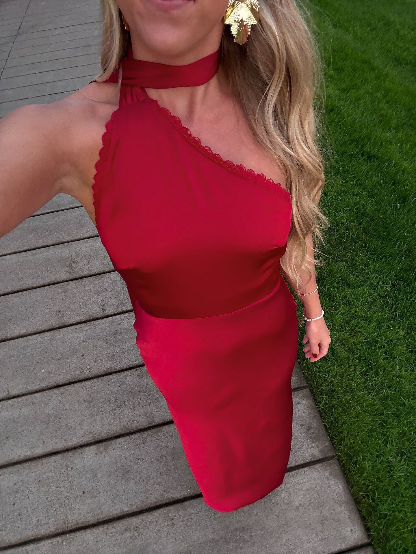 Adora One-Shoulder Maxi Dress Red | Selfie Leslie